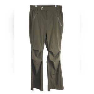 NWT Halara Flare Leg Pants High Rise Zip Pockets Olive Green Sz M Athleisure